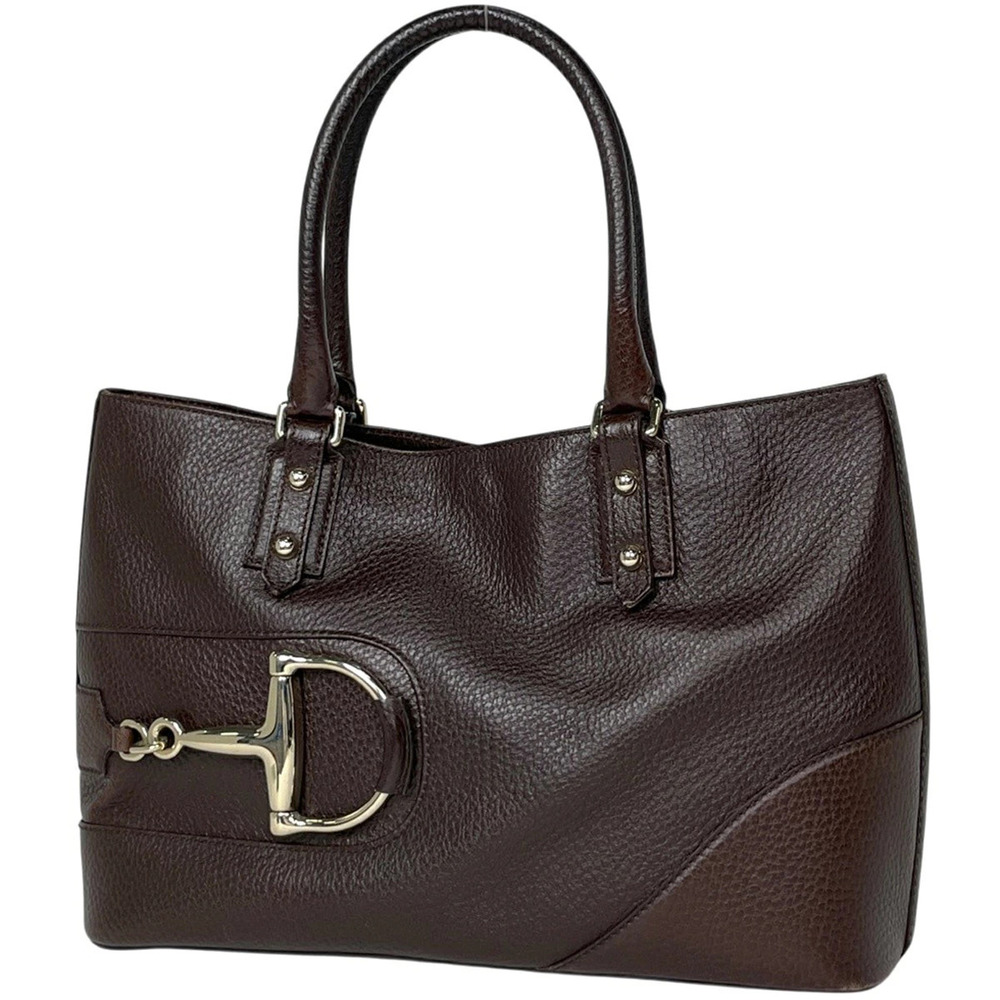 Gucci Horsebit Tote Bag Leather Brown